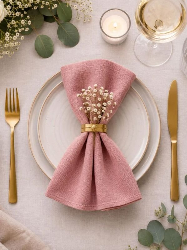 Small-Floral-Details-to-the-Napkins-as-wedding-table-decorations