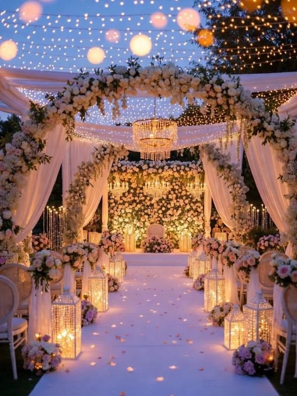 String-Lights-to-Create-a-Romantic-Evening-Atmosphere-for-outdoor-wedding-decorations